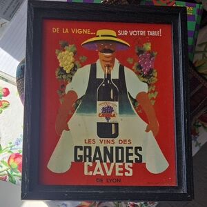 Vintage Wine Art Print in Black Frame